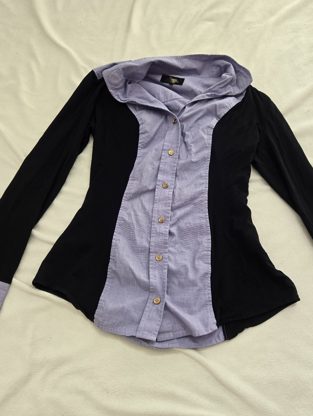Le Fash Women’s Black Purple Long Sleeve Horseback Riding Show Shirt Size XS